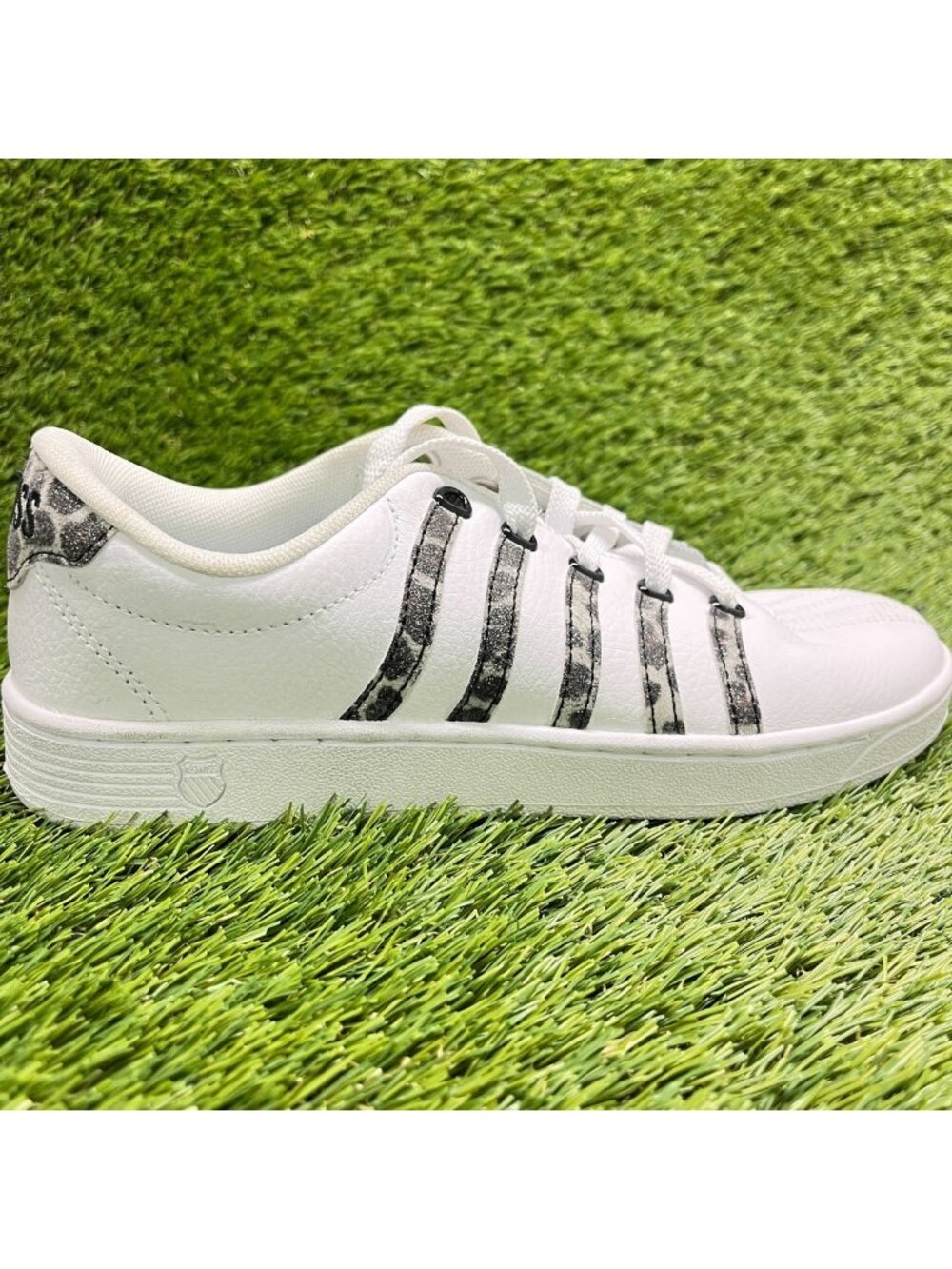 K-Swiss Court Pro II Leopard Womens Size 8 White Black Athletic Shoes Sneakers